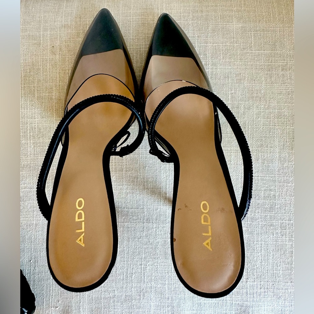 ALDO Chantell Black Womens Strappy Translucent Stiletto Heels